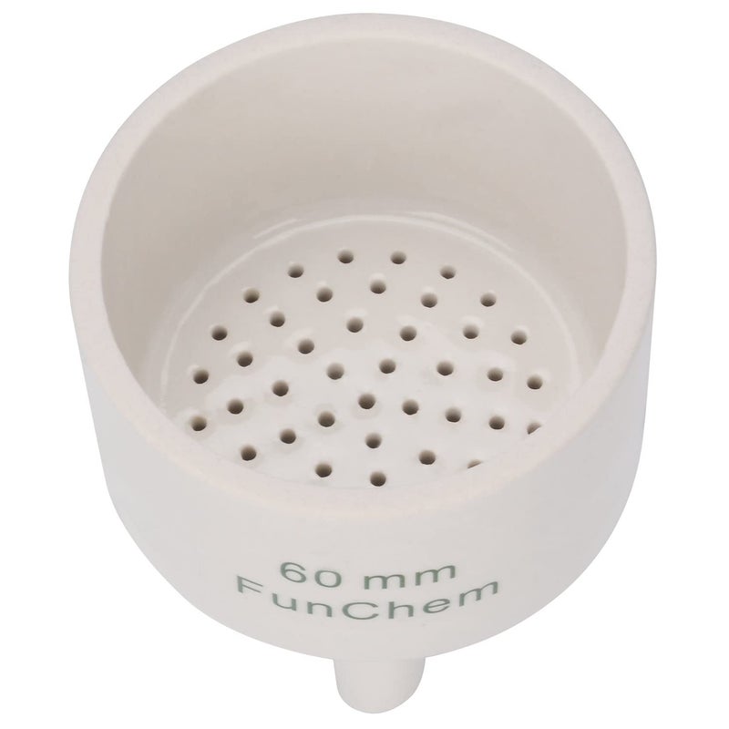FunChem Porcelain Buchner Funnel, 60 mm Porcelain Buchner Filter Funnel O.D. 6 cm I.D. 5.7 cm Lab Funnels - Image 1